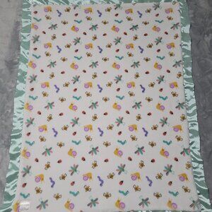 Baby Blanket Satin Trim Mint Jujube x Studio OH 31 x 42" Soft Plush Cute Lovey